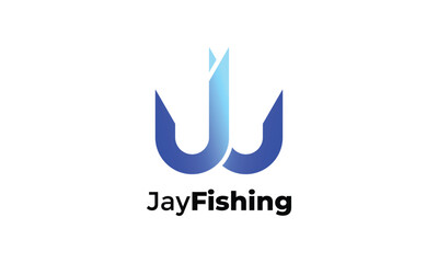 Fishing hook logo style design for fisherman