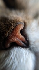 Cat's brown nose closeup macro photo