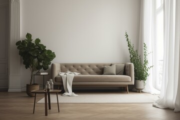 Sofa inside a living space. Generative AI
