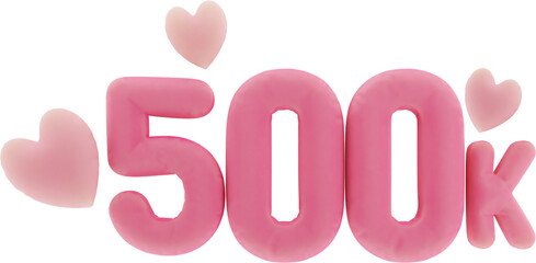 500k Social Media Celebration, 3d render with Inflate Design