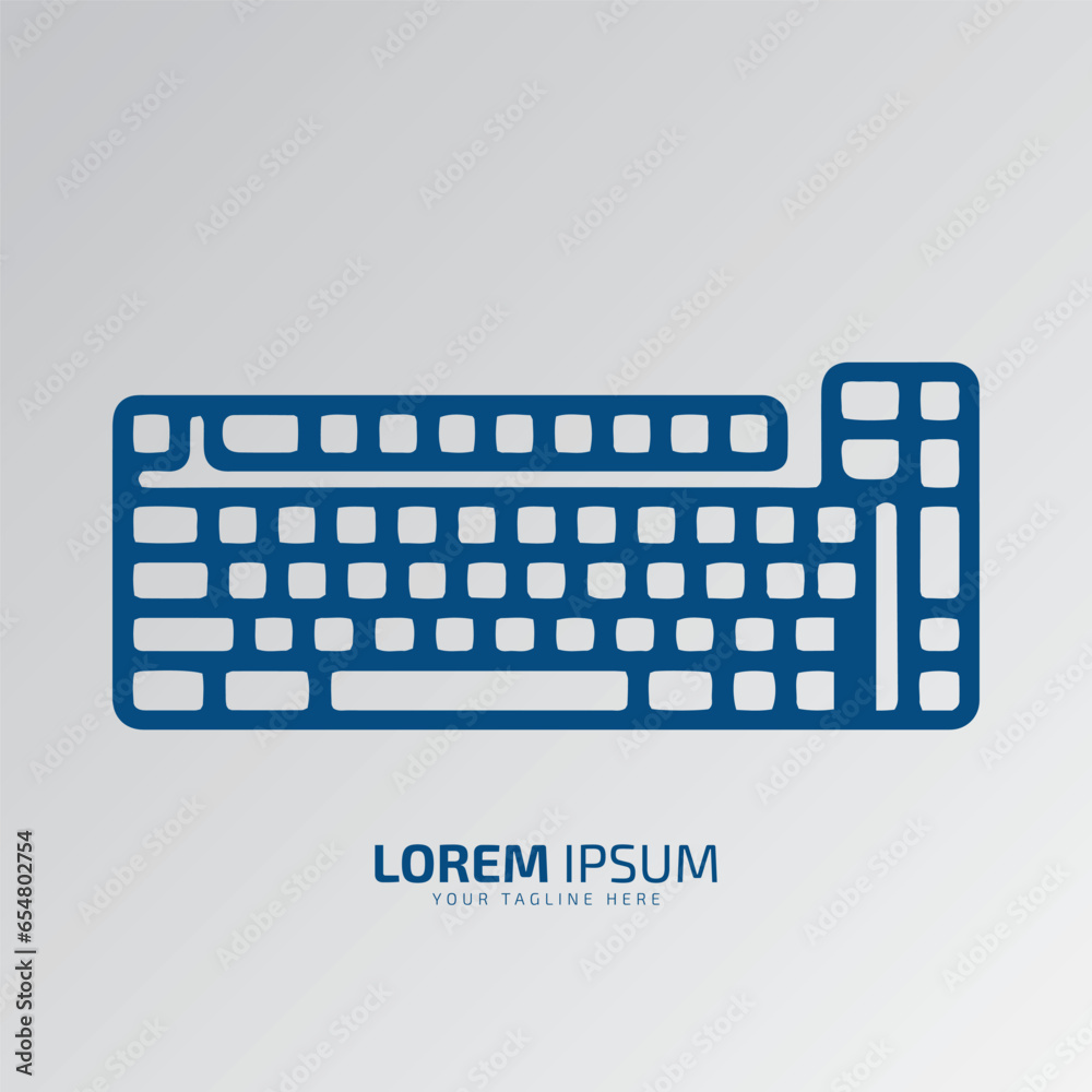 Fototapete minimal or abstract computer keyboard logo vector icon silhouette isolated on white background