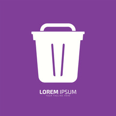 Minimal or abstract dustbin logo vector icon silhouette on light pink background