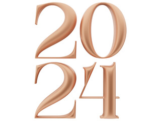 3D Typography of the New Year 2024, Inflate 3D Gold Number Design