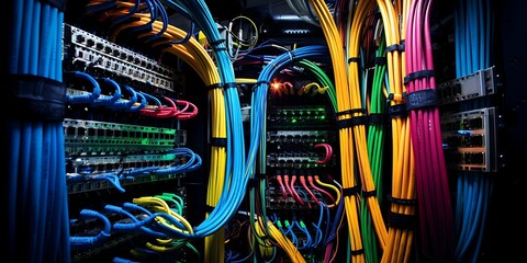 Fiber optic with servers in a technology data center
