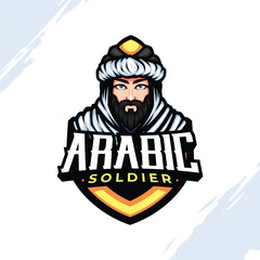 Classic Arabian Army Old Man Logo Mascot