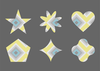 Set of geometric shapes with decorative filling. vector illustration