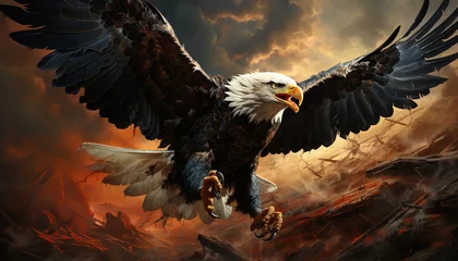 Foto auf Acrylglas Antireflex an eagle symbolizing freedom. nice eagle flying over eet landscape. one associates the eagle created by ai © gustav