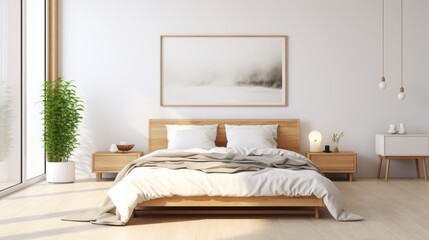 Minimalist Scandinavian bedroom design with white walls