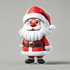 Fototapeta premium Christmas 2024 Santa Claus with gifts Sticker Design. 3d Style Happy Santa Cartoon illustration.