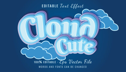 cloud cute 3d text effect design