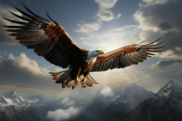Transcendent flight eagle above clouds, a sublime transformation unfolds