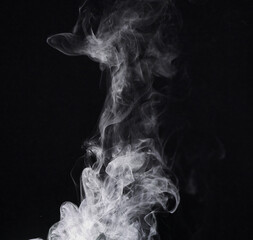 Abstract smoke, black background and mockup space with gloomy fog, creative art and magic effect. Vapor, dry ice or mystical swirl with special effects in studio, gas or smog with white puff by steam - obrazy, fototapety, plakaty