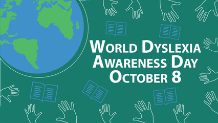 World Dyslexia Day vector banner design with geometric shapes and vibrant colors on a horizontal background. Happy World Dyslexia Day modern minimal poster. - obrazy, fototapety, plakaty