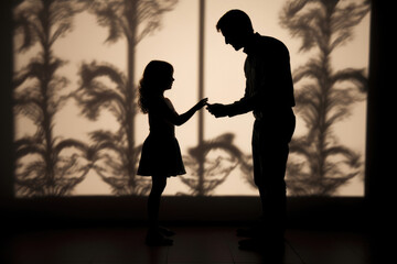 Love's Silhouette: Parents' Shadows Envelop Child