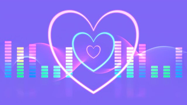 Looped neon heart and volume visualizer animation.