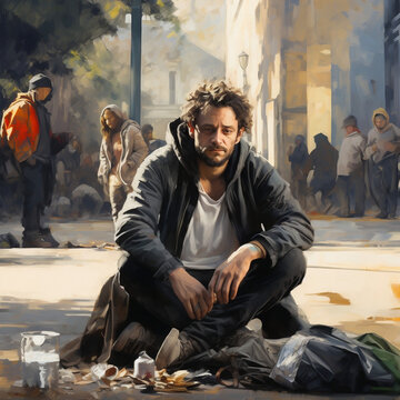 Homeless people in the city