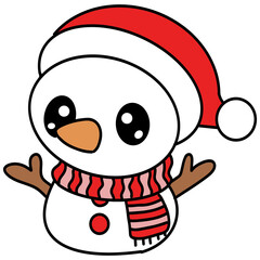 Christmas festival, snowman, cute lines, decoration