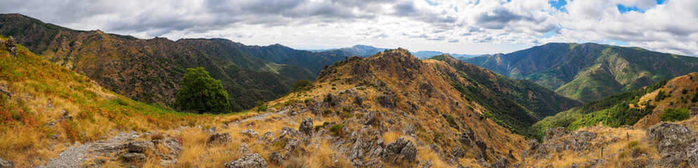 Panoramic view on the 4000 steps hike from Vallerauge to the mount Aigoual in the Cevennes national park, France