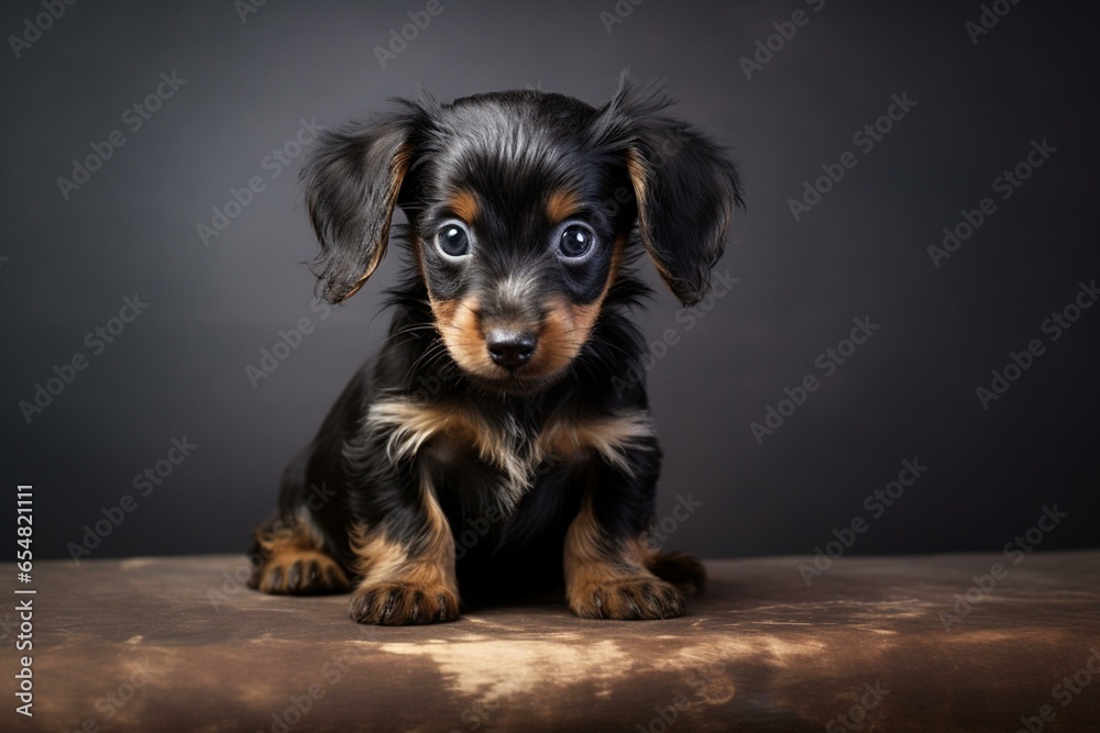 Wall mural a small dog posing against a plain surface. generative ai