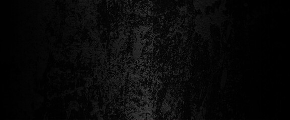 Abstract structured black concrete wall background, scary black grunge goth design, black wall background of natural paintbrush stroke textured cement or stone old.