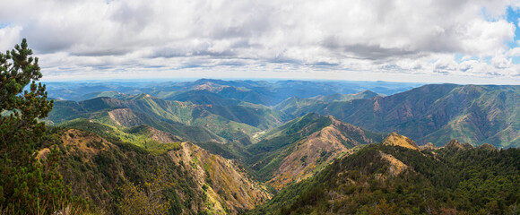 Panoramic view on the 4000 steps hike from Vallerauge to the mount Aigoual in the Cevennes national park, France