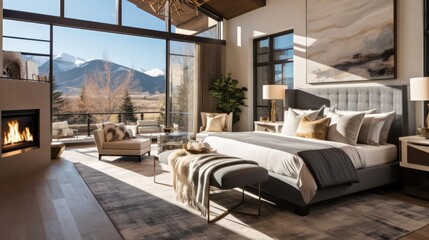 master bedroom in colorado mountain luxury home