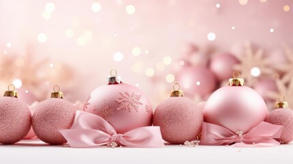 pink christmas baubles with golden ornaments - Powered by Adobe