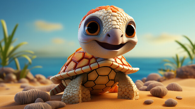 tortoise on the beach HD 8K wallpaper Stock Photographic Image