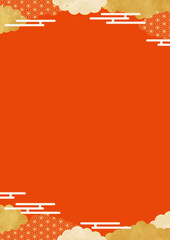 和風背景素材　お正月・成人式（A4サイズ比・縦）