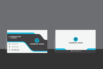 Set of modern business card print templates. Personal visiting card with company logo. Vector illustration. Stationery design