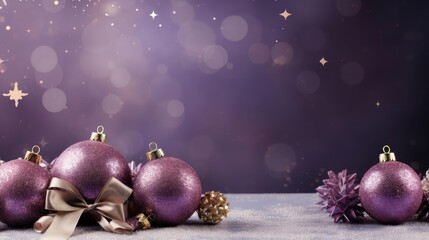 purple christmas baubles with golden ornaments