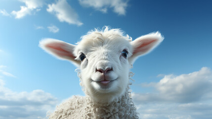 sheep with sky HD 8K wallpaper Stock Photographic Image