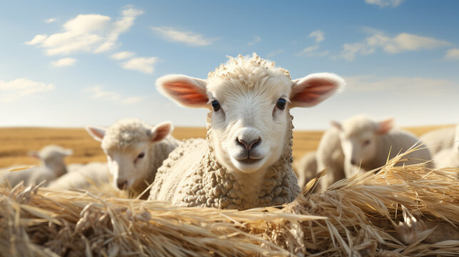 sheep in the meadow HD 8K wallpaper Stock Photographic Image