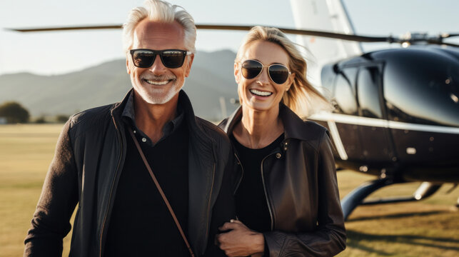 happy companions flew by helicopter to the vineyard. Vacation time - Powered by Adobe