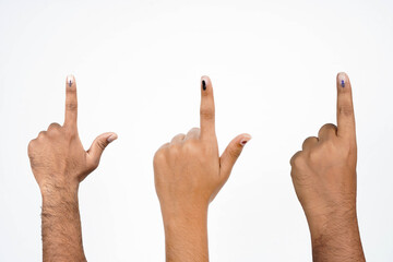 Indian Voter Hands on a white background with a voting symbol - obrazy, fototapety, plakaty