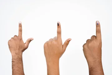 Deurstickers Indian Voter Hands on a white background with a voting symbol © Chetan Mahajan