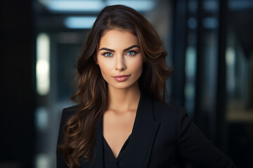 Obraz premium Generative AI portrait of amazing gorgeous office worker young woman ready for conference