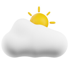 3D Cloudy Sunny Weather Icon Illustration