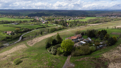 Fototapeta na wymiar Aerial Shot Of Goathland, North Yorkshire Moors