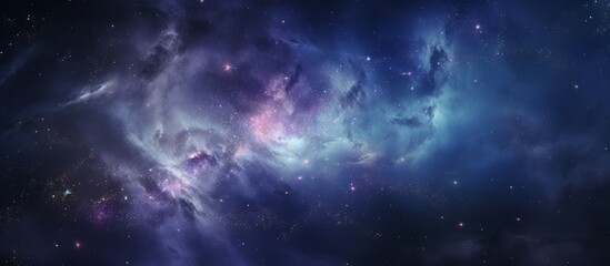 Naklejka na ściany i meble Panoramic view of outer space universe with nebula stars and galaxy