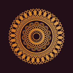 round golden ornament mandala vector design with blue background, logo and illustration
