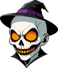 Halloween scary character skull pumpkin vector