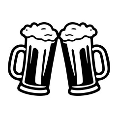 2 beer pints saying cheers. 