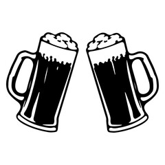 2 beer pints saying cheers.  - obrazy, fototapety, plakaty