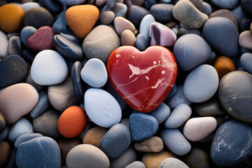 Stone-Carved Romance: Heart-Shaped Pebbles Set