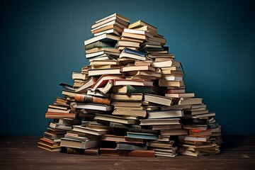 Pile of literature. Made with advanced methods. Generative AI