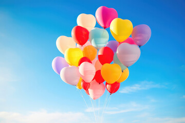 Skybound Hearts: Heart-Shaped Balloons in Flight