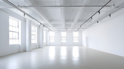 Empty white big hall space, modern interior, mockup