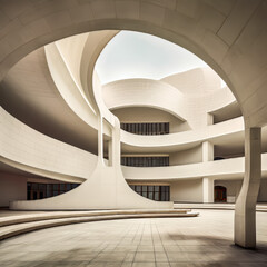 Futuristic Curving Architecture.  Generated Image.
A digital rendering of a futuristic curving example of architecture.