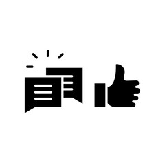 likes with comment icon solid symbol. thumb gesture for give like or positive feedback and bubble chat for write message in social media app. Vector illustration. Design